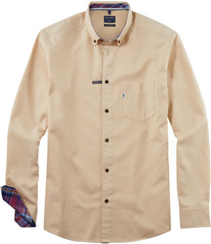 OLYMP Casual Freizeithemd Regular Fit Beige Karo Button-Down (4042-44-21) weiß