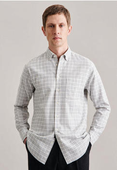Seidensticker Twill Casual Hemd Regular mit Button-Down-Kragen Karo (01.142670-0031) grau