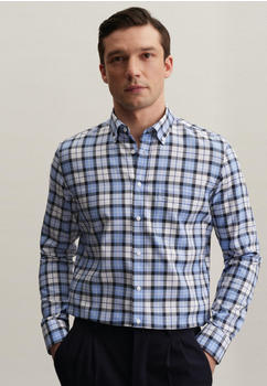 Seidensticker Bügelfreies Twill Business Hemd in Slim mit Button-Down-Kragen Karo (01.640982-0019-42) blau