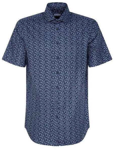 Seidensticker Popeline Kurzarm Business Hemd in Regular mit Kentkragen Paisley (01.143951-0017) blau