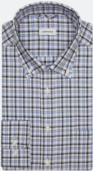Seidensticker Bügelfreies Twill Business Hemd in Regular mit Button-Down-Kragen Karo (01.144272-0013) blau