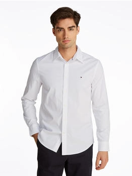 Tommy Hilfiger FLEX POPLIN KENT COLLAR SF SHIRT Logostickerei optic white