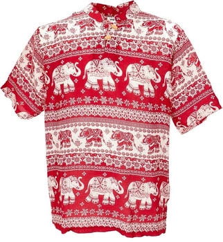 Guru-Shop Yoga Hemd Elefanten rot