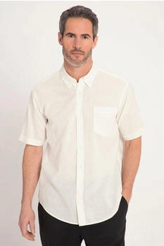 JP 1880 Kurzarmhemd Leinenmix-Hemd Halbarm Buttondown-Kragen schneeweiß