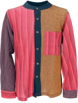 Guru-Shop Ethno Patchworkhemd rot mix Baumwolle