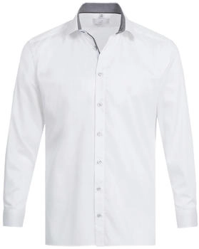 Greiff Premium Herren Business-Hemd Langarm Haifisch Slim Fit weiß grau
