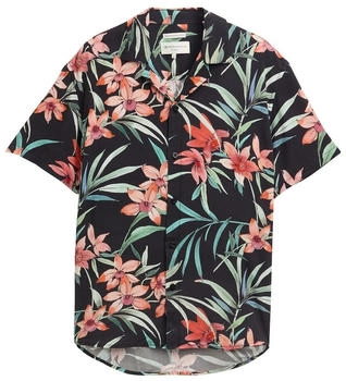 Tom Tailor Denim Relaxed Fit Kurzarmhemd mit Blumen-Muster black big flowery print (1045182)
