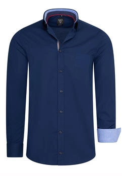 Rusty Neal Langarmhemd Kontrast-Design blau