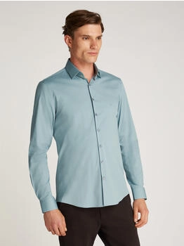 Calvin Klein Businesshemd 'POPLIN STRETCH SLIM SHIRT' Kentkragen Logoprint blau arona