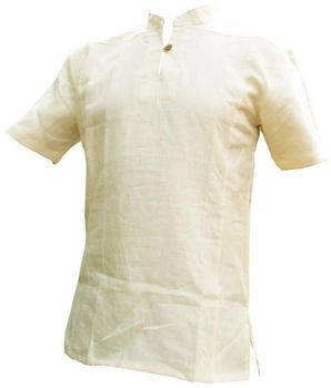 Panasiam Kurzarmhemd Fischerhemd 100% Hanf Holzknopf cremeton