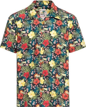 King Kerosin Kurzarmhemd Tropical Hawaiian Style schwarz