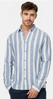 Indicode Hemd Langarm blau Regular Fit Leinen