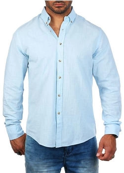 Carisma Leinen Baumwoll Mix Casual Hemd Langarm Regular fit 8529 hellblau