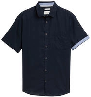 Tom Tailor Herren Kurzarm Hemd COTTON LINEN SHIRT - Regular Fit S 1045098-10668 Sky