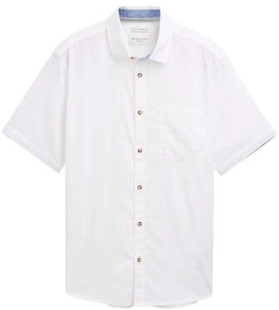 Tom Tailor Regular Fit Kurzarmhemd mit Leinenanteil White (1045098)
