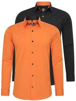 Rusty Neal Langarmhemd Slim-Fit orange schwarz