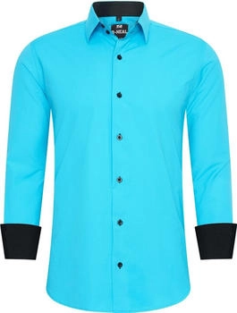 Rusty Neal Kontrast Hemd Hochzeit-Hemd Slim Fit Stretchhemd türkis