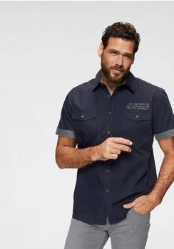 Man's World Kurzarmhemd kontrastfarbener Stickerei dunkelblau