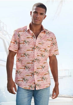 Beach Time by Otto Hawaiihemd 'Regular fit' Palmenprint rosa-bedruckt