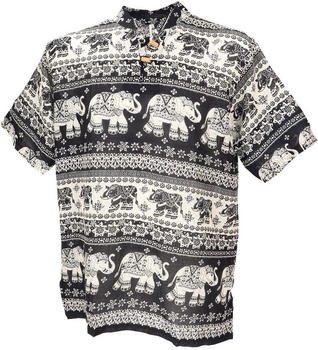 Guru-Shop Yoga Hemd Elefanten schwarz