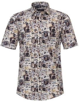 CASAMODA Freizeithemd Kurzarm Print Casual Fit braun schwarz