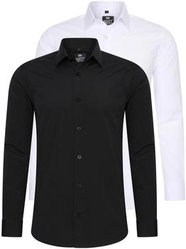 Rusty Neal Langarmhemd im Slim-Fit schwarz weiß