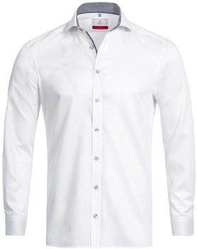 Greiff Premium Herren Business-Hemd Langarm Haifisch Slim Fit weiß blau
