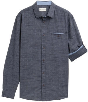 Tom Tailor Regular Fit Hemd mit Turn-up-Funktion navy white fil a fil dobby (1045075)