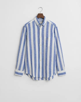GANT Regular Fit Hemd aus Baumwolle und Leinen mit Streifen (205073) rich blue