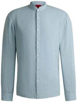HUGO Slim-Fit Leinen-Hemd mit Stehkragen - Style Elvory, 50490740 Hellblau XXL