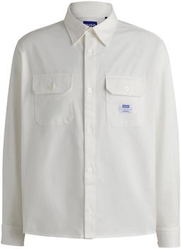HUGO Hemd aus Baumwoll-Twill mit Logo-Label - Style Ekynone, 50520001 Weiß S