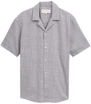 Tom Tailor Denim Relaxed Fit Kurzarmhemd aus Baumwolle pavement grey white structure (1047041_38235)