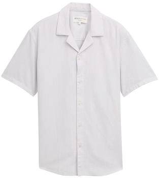 Tom Tailor Denim Relaxed Fit Kurzarmhemd aus Baumwolle chalk grey white structure (1047041_38237)