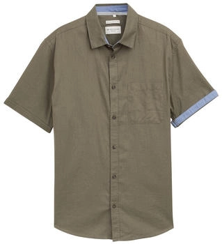 Tom Tailor Regular Fit Kurzarmhemd mit Leinenanteil smokey olive green (1045098_32097)