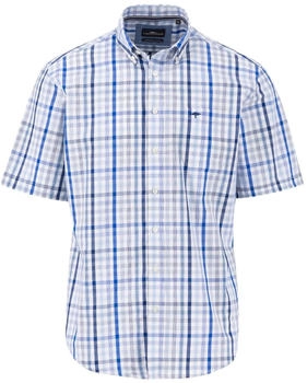 Fynch-Hatton Fein kariertes Halbarm-Hemd mit Logodetail (15035251) strong blue