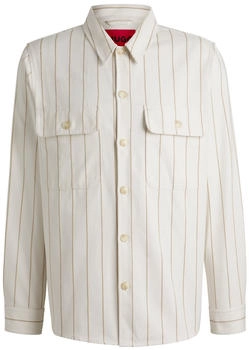 HUGO Oversized Overshirt aus Oxford-Baumwolle mit Streifen-Muster - Style Ernius 50539270 Weiß