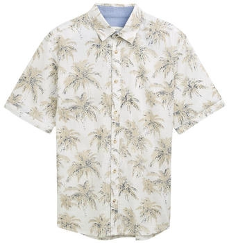 Tom Tailor Regular Fit Kurzarmhemd mit Palmen-Print off white stripe palm design (1046085_37971)