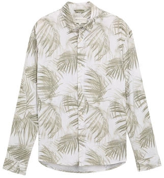 Tom Tailor Denim Relaxed Fit Hemd mit Leinenanteil white green watery palm print (1045190_37486)