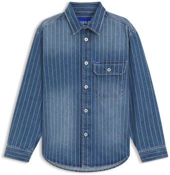 HUGO Oversized Hemd aus blauem Denim mit Streifen - Style Ebolt 50545224 Blau