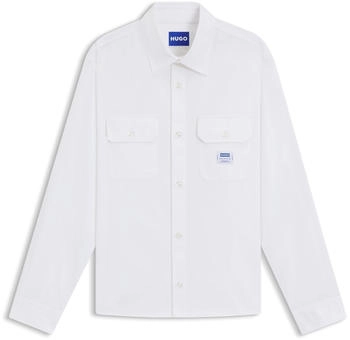 HUGO Hemd aus Baumwoll-Twill mit Logo-Label - Style Ekynone 50520001 Weiß