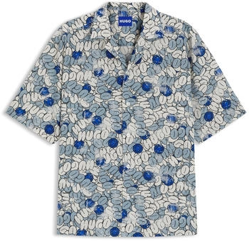 HUGO Relaxed-Fit Hemd aus bedruckter Baumwoll-Popeline - Style Eligino 50545357 Blau gemustert