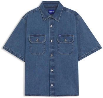 HUGO Oversized Hemd aus blauem Denim mit kontrastierenden Nähten - Style Ekyno 50545213 Dunkelblau