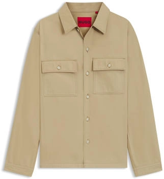 HUGO Oversized Hemd aus Baumwoll-Gabardine mit Brusttaschen - Style Epoldo 50545383 Beige
