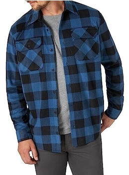 Wrangler Authentics Fleece-Hemdjacke blauer Büffelkaro