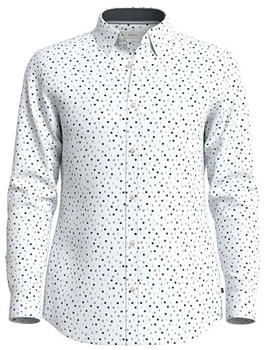 s.Oliver Slim Fit: Gemustertes Popeline-Hemd mit Kentkragen weiß 2162139.01A1.