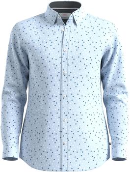 s.Oliver Slim Fit: Gemustertes Popeline-Hemd mit Kentkragen blau 2162139.50A1.