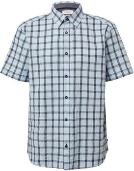 s.Oliver Regular Fit: Kariertes Kurzarmhemd mit Struktur blau 2163034.53N1.