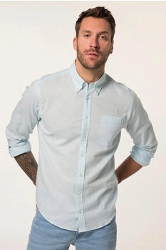JP 1880 Businesshemd Hemd Langarm Leinenmix Buttondown-Kragen eisblau
