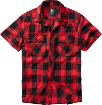 Brandit Check Shirt Kurzarm rot schwarz