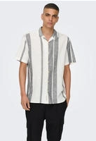 ONLY & SONS Kurzarmhemd "ONSCAIDEN SS STRIPE LINEN RESORT NOOS"
